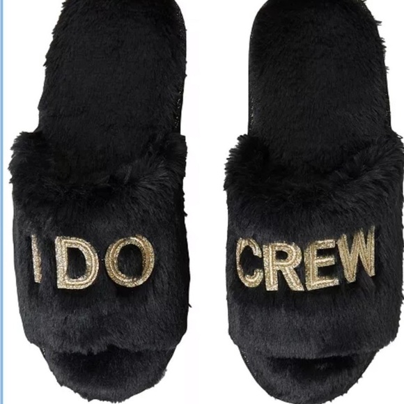 Dearfoams Black "I DO CREW" Slides NWT Medium (7/8) - Picture 1 of 9